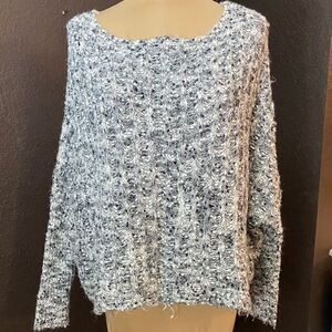 WONDERLY black, grey, and white fuzzy big knit scoop neck long sleeve‎ sweater